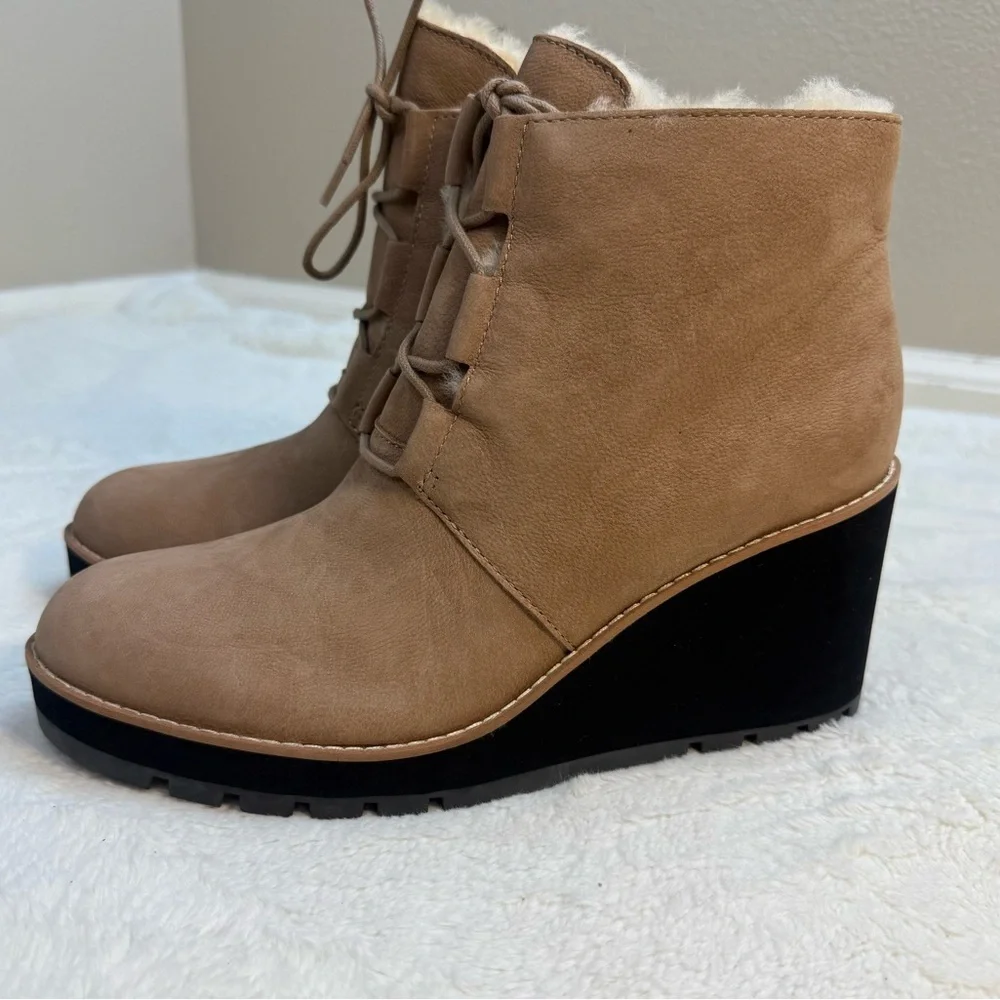 Eileen Fisher Wmn’s Alpine Genuine Shearling Wedge Bootie Ankle Boot-Sz 10M, NIB